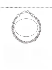 Detail of silver alloy skull pants chain showing 56cm length and 1.2cm width dimensions