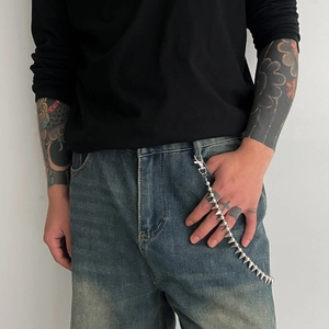 Punk Spike Metal Pants Chain Double Lobster Clasp Hip Hop Streetwear Accessory Silver Waist Chain For Men Denim Jewelry