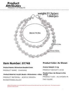 Detailed size chart for rhinestone studded ball pants chain with double layer structure