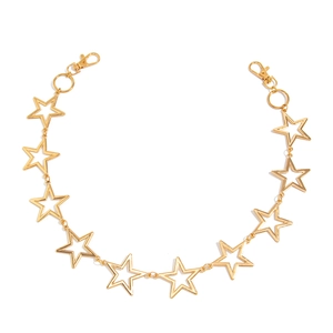 Hip hop style gold star chain belt with nine hollow stars and lobster clasps for men