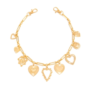 Chaîne de taille dorée style punk avec pendentifs cœurs évidés et fermoirs mousquetons