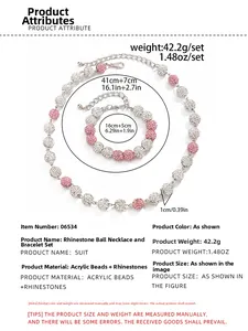 Guida alle taglie per set collana e bracciale hip hop con perle di strass rosa e bianche