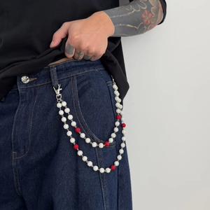 Chaîne de Pantalon Double Couche Hip Hop Avec Boules en Strass Chaîne de Taille Streetwear pour Hommes Femmes Jean Décoration