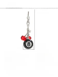 Détail du porte-clés cerise et boule de billard avec dimensions et spécifications