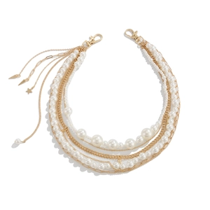 Hip hop pearl and gold chain waist belt with star pendant and tassel for jeans