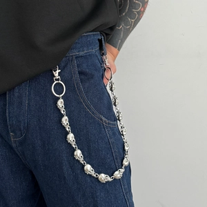 Chaîne Pantalon Métal Punk Crâne Hip Hop Gothique Chaîne Taille Argent Antique Chaîne Portefeuille Pour Jeans Homme Accessoires