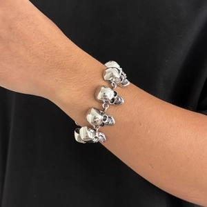 Bracelet tête de mort gothique en argent pour homme avec style punk hip-hop