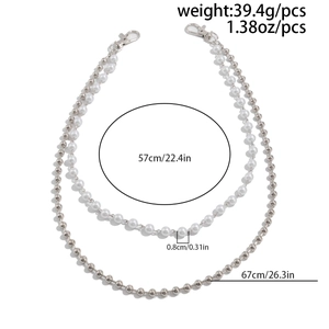 Spécifications de taille de la chaîne punk à perles et métal argenté avec fermoirs