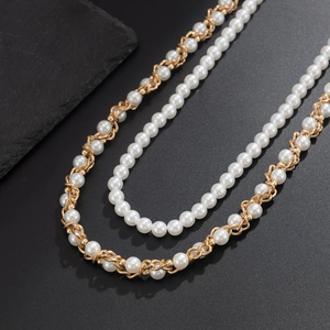 High-Street doppellagige Perlen- und Goldmetallkette Hip-Hop Taillenschmuck