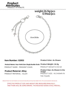 Silver star trousers chain with lobster clasp, 53cm length and 26.9g weight details