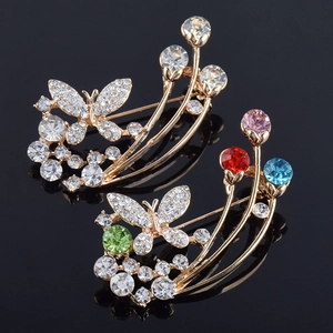 Elegante Spilla a Forma di Farfalla e Fiori in Lega con Strass per Donna Stile Coreano Spilla da Giacca Accessori Gioielli