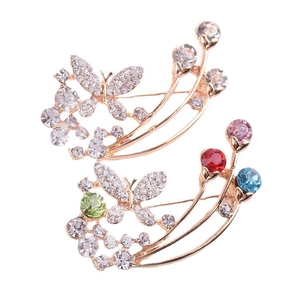 Spilla a farfalla elegante in cristallo per donna con pietre di zircone colorate brillanti