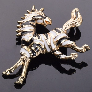 Wild Zebra Shape Brooch For Women Gold Alloy Black White Enamel Animal Lapel Pin Fashion Jewelry Accessory For Dress Suit