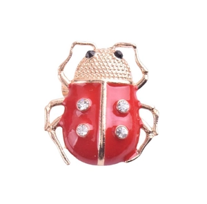 Broche coccinelle mignonne en alliage doré avec émail rouge et cristaux étincelants