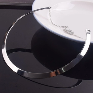 Minimalist Alloy Metal Choker Necklace Punk Harajuku Style Adjustable Wide Hard Neck Ring For Women Jewelry