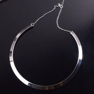 Punk style Harajuku silver metal choker necklace with polished finish and adjustable chain