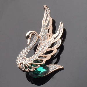 Broche en Alliage de Strass Élégante Forme de Cygne Libellule pour Femmes Or Rose Cristal Animal Broche Bijoux Cadeau
