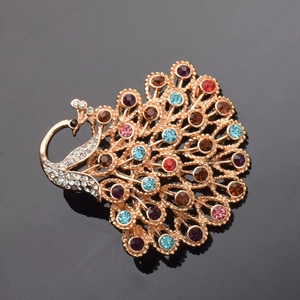 Mode Alliage Multicolore Paon Broche Avec Strass Vintage Animal Épingle à Revers Pour Femme Costume Corsage Bijoux Accessoires