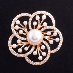 Broche Fleur Abeille Élégante En Alliage Avec Strass Künstliche Perle Imitation Épingle Mode Femmes Mariage Fête Accessoire