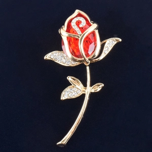 Eleganter Rosenblüten Brosche Nadel Für Damen Legierung Strass Kristall Floral Brustnadel Hochzeit Party Mode Schmuck