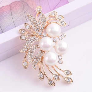 Broche Fleur de Bégonia en Alliage Élégante pour Femme Avec Künstliche Perle d'imitation et Strass Bijoux de Mode Vintage Luxe