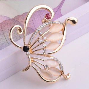 Broche Papillon en Alliage avec Strass pour Femmes Mariage Banquet Fête Vintage Élégant Bijoux de Mode Accessoires de Vêtements