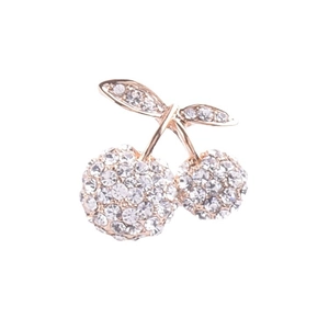 Elegant cherry brooch with red crystals and rhinestones in rose gold alloy finish