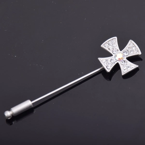 Eleganter silberner Kreuz-Broschenstift mit Kristall-Strasssteinen für Hochzeit und Alltag