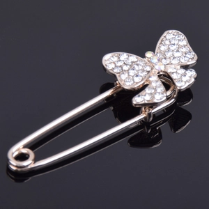 Elegant Butterfly Bow Rhinestone Brooch Safety Pin Alloy Scarf Buckle Fashion Jewelry Gift For Women Clothes Accessories