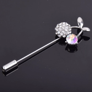 Elegant Alloy Cherry Fruit Stick Pin Brooch For Women Wedding Party Rhinestone Crystal Inlaid High Grade Lapel Pin Gift