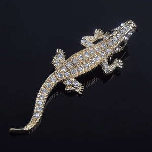 Elegant Alloy Rhinestone Crocodile Animal Brooch For Women Sparkling Jewelry Piece For Wedding Bridal Party Dress Corsage Ornament