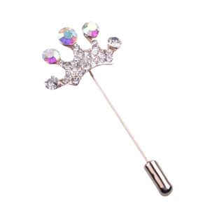 Broche couronne en or rose élégante avec cristaux étincelants et épingle de sécurité