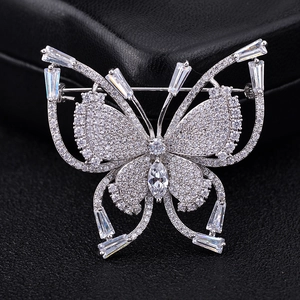 Elegant Butterfly Zirconia Brooch Pin Copper Inlaid Luxury Banquet Wedding Fashion Accessory For Women Jewelry Decoration