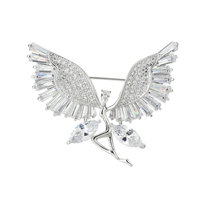 Luxury butterfly brooch with sparkling zircon wing details in silver metal base