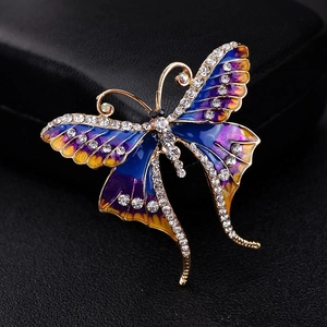 Spilla Farfalla in Lega Vintage Smalto Goccia d'Olio Strass per Donna Fibbia per Sciarpa Gioielli per Matrimoni e Feste Regalo