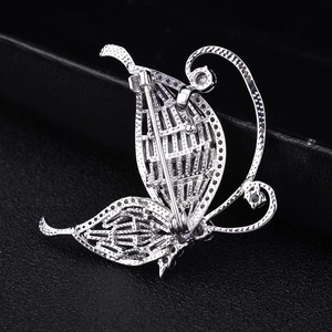 Elegant butterfly brooch pendant with micro-paved cubic zirconia and dual-use pin back
