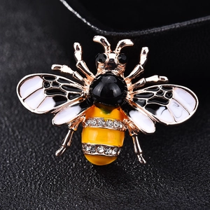 Broche Abeille à Miel pour Femmes en Alliage Émail Künstliche Perle Strass Insecte Épingle de Revers Bijou Élégant Cadeau