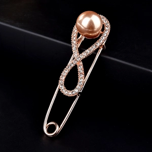 Élégante Broche Épingle de Sûreté Symbole de l'Infini pour Femme Or Rose Alliage Strass Imitation Künstliche Perle Épingle pour Cardigan Écharpe Bijoux