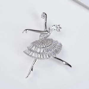 Élégante Broche Danseuse de Ballet en Cuivre et Zirconia pour Femmes Perle Artificielle Incrustée Bijoux de Mode Cadeau