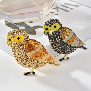 Broche Chouette Vintage pour Femmes Alliage Strass Émail Animal Broche Vêtements Accessoires Mode Banquet Bijoux Cadeau