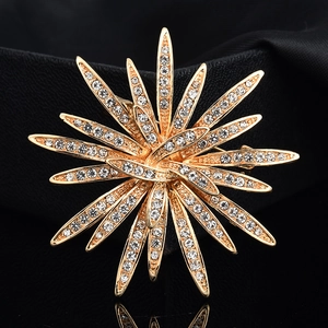 Luxury Alloy Sunflower Brooch With Rhinestone Embellishment Elegant Fashion Jewelry Pins For Women Coat Accessories