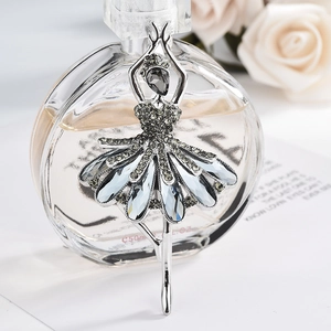 Elegant Ballerina Dancing Girl Alloy Brooch For Women Sparkling Rhinestone Crystal Inlaid Lapel Pin Fashion Jewelry Accessories