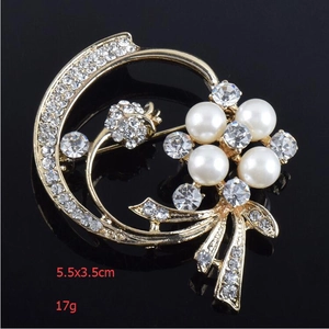 Détail de la broche florale avec dimensions de 5,5x3,5 cm et poids de 17g affichés