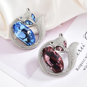 Exquisite Legierung Fuchs Brosche Mit Blau Rosarot Strass Mode Tierform Korsage Anstecknadel Für Damen Täglich Büro Schmuck