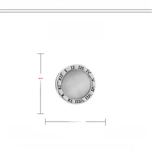 Macro view of 1.7cm Roman numeral brooch with copper inlaid zircon and magnetic clasp