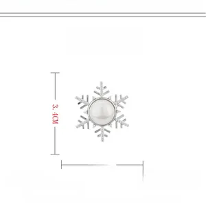 Detail view of snowflake brooch with dimensions and weight specs on a white background