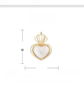 Detailed view of crown heart pendant with dimensions 2.8cm by 2cm and copper zircon material