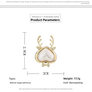 Detailed size and weight specs for the 2.8cm golden reindeer pearl magnet brooch