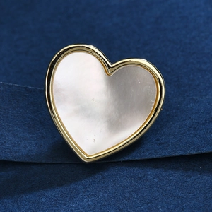 Elegant Heart Shaped Mother Of Artificial Pearl Inlaid Brooch Pin Gold Plated Copper Fashion Accessory For Women Suit Lapel Decor