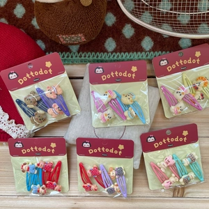 Cartoon dog and bear BB hair clips set for girls with cute resin charms and patterns